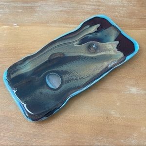 Artisan Glass Raised Vanity Tray - Candle Holder, Soap Dish, Cone Incense Plate